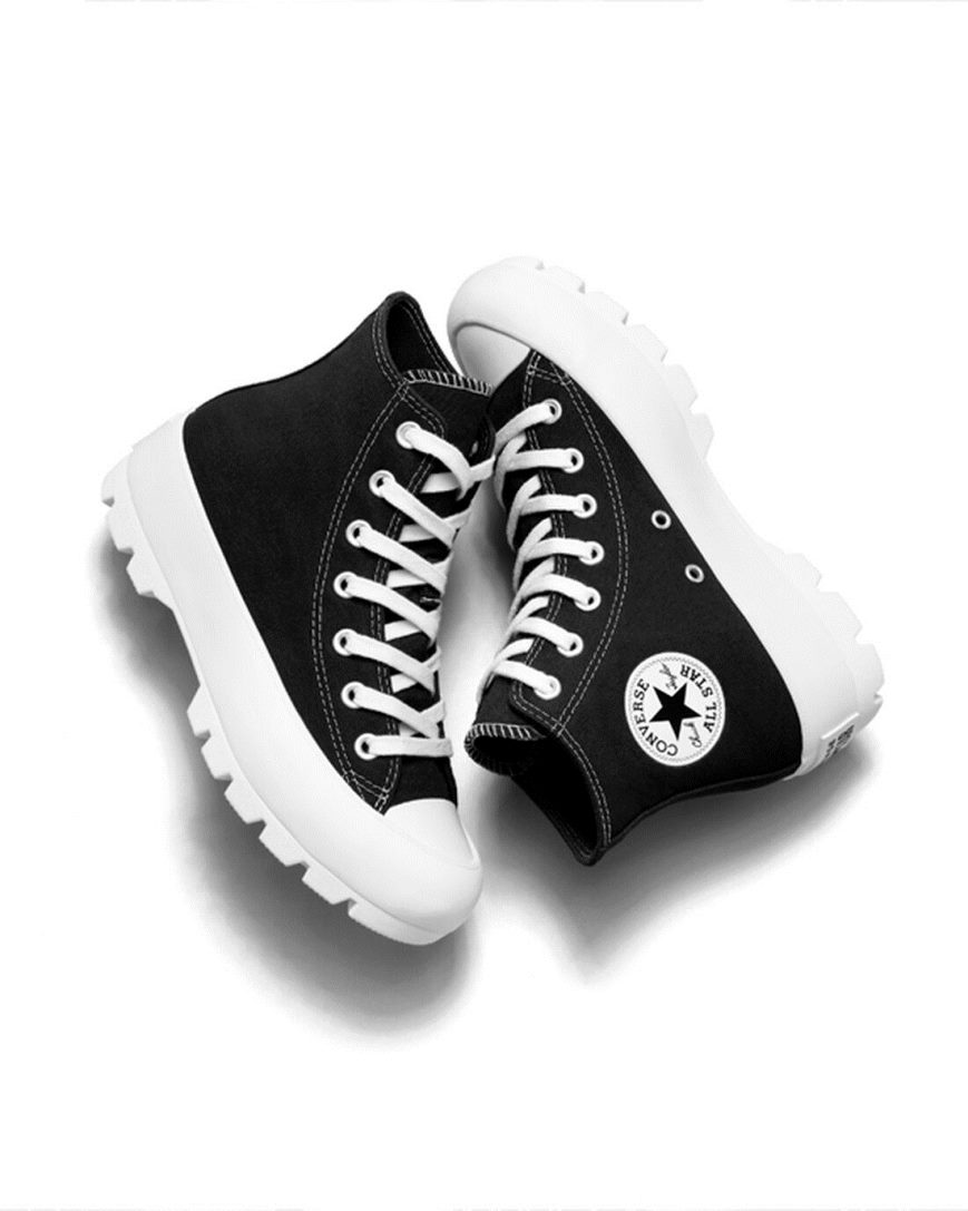 Dámské Boty Vysoké Converse Chuck Taylor All Star Lugged Černé Bílé Černé | CZ FJGV16